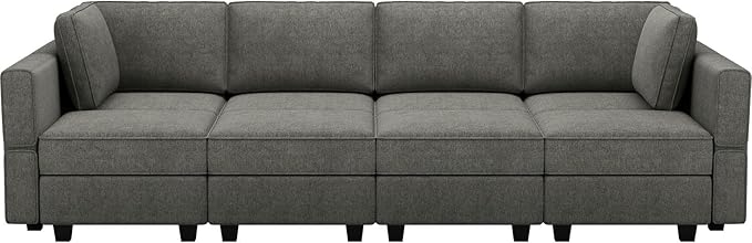 Belffin Modular Sectional Sleeper Sofa Bed Convertible Sectional Couches for Living Room. Light Grey Couch