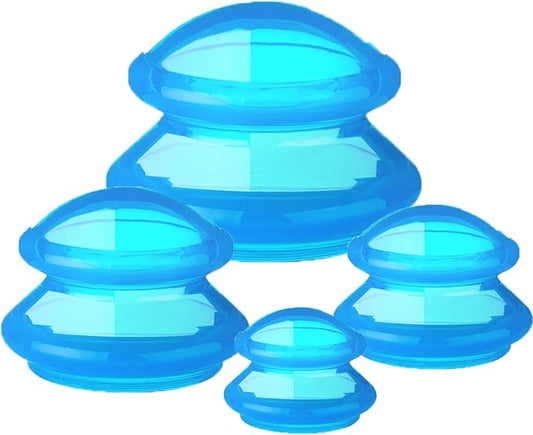4 Pcs Cupping Therapy Professional Silicone Cupping Set,Suitable for Body Massage/Deep Myofascial Release/Pain Relief/Muscle Relaxation & More (Blue,4pcs)