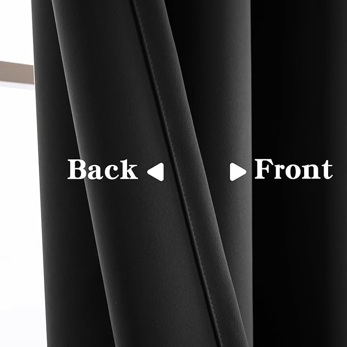 Blackout Curtains 90 Inch Length for Bedroom, Thermal Insulated Blackout Curtains 2 Panels Set, Solid Grommet Privacy Room Darkening Drapes for Living Room Windows(W52 x L90, Dark Grey)