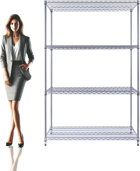 48"x24"x72" Chrome Premium Metal Steel Wire Shelving 4-Tier NSF 3200 LBS MAX Capacity Heavy Duty Storage Rack for Garages, Commercial Spaces, Hospitals, & Schools w/Premium Wheels