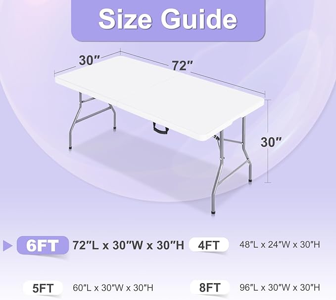 ABCCANOPY 6 FT White Spandex Table Cover Stretch Fitted Wrinkle Resistant Tablecloth Reuse for Rectangular Folding Table Patry Event Wedding Banquet Protector