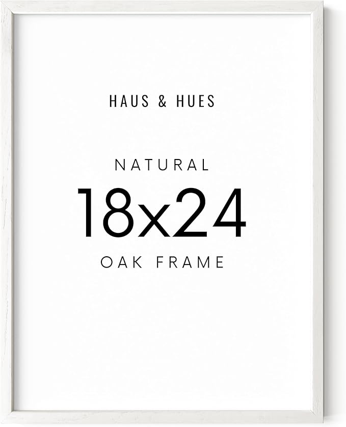 HAUS AND HUES White 18 x 24 Poster Frame - Oak White 18 x 24 Picture Frame, Wall 18x24 Frame, 18x24 Wood Frame, 24x18 Poster Frame, Wooden Picture Frame 18 x 24, Art 18 x 24 Frame