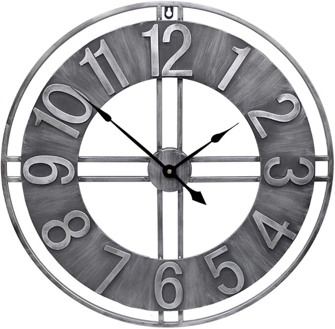 24 inch Large Wall Clock Decorative Metal Retro Oversized Clocks Decor for Home Farmhouse Living Room