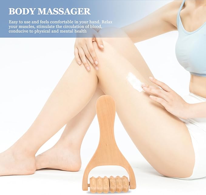 2pcs Wooden Massage Rollers Trigger Point Roller Muscle Relaxation Bead Massage Tools for Neck Back Leg Foot Arm