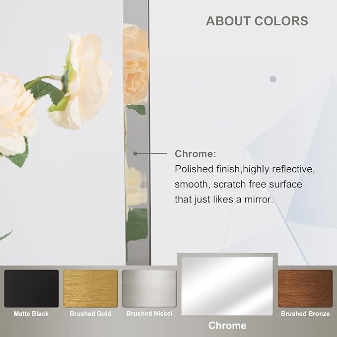 ANDY STAR Chrome Oblong Mirror, 30x48 Inch Polished Chrome Oval Mirror for Bathroom with Stainless Steel Metal Frame, Wall Mouned for Bathroom, Living Room, Entryway