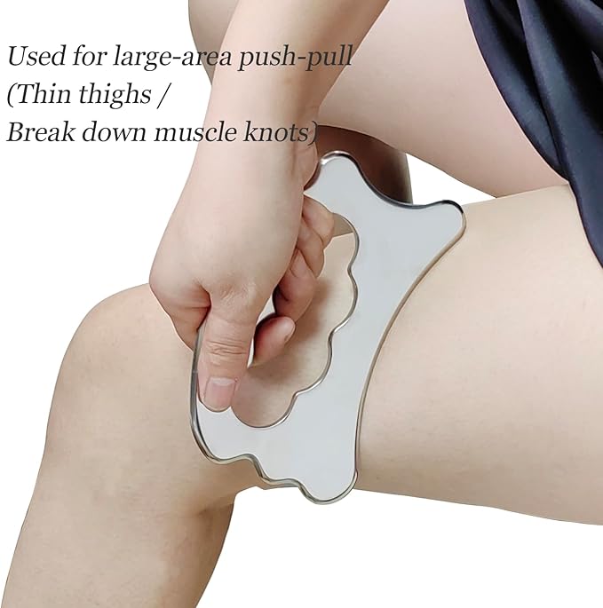 BYYDDIY Stainless Steel Massage Scraper Tool for Large Hands, Derma Edge Massage Tools,Gua Sha Scraping Tool for Physical Therapy,Muscle Scraper Tool (N)