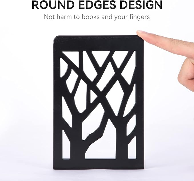 Book Ends, Bookends, Bookends for Shelves, Bookend, Book Ends for Heavy Books, Black Metal Book Shelf Holder Home Decorative, Book Stoppers for Shelves, Bookend Supports 5 Pair