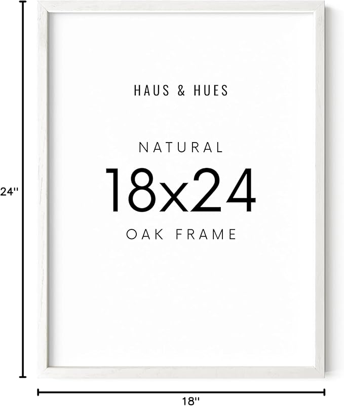 HAUS AND HUES White 18 x 24 Poster Frame - Oak White 18 x 24 Picture Frame, Wall 18x24 Frame, 18x24 Wood Frame, 24x18 Poster Frame, Wooden Picture Frame 18 x 24, Art 18 x 24 Frame