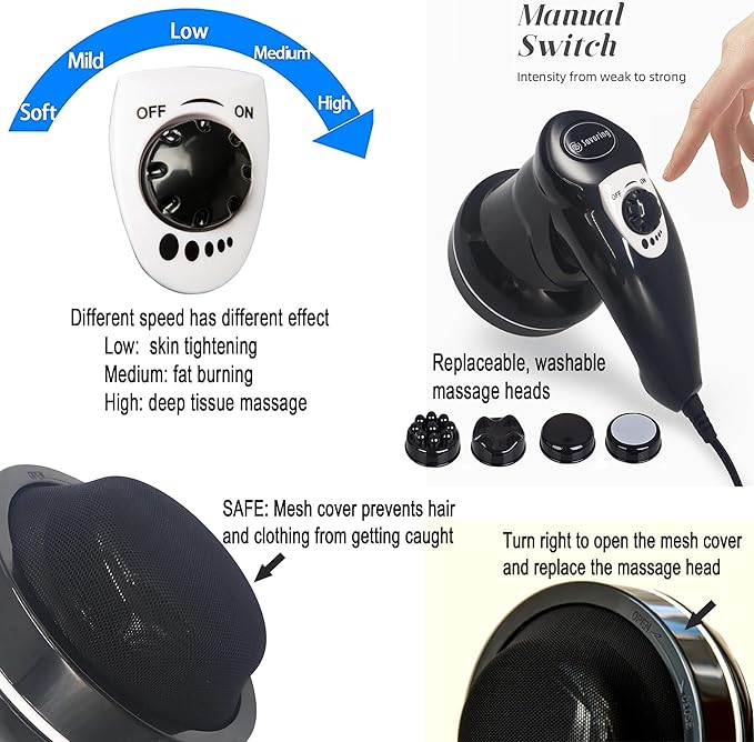 Body Sculpting Machine for Women - 6-Speed Cellulite Massage & Lymphatic Drainage Device with Lipo Roller, Handheld Home Use for Belly Fat, Stomach, Thighs & Buttocks Sculpting