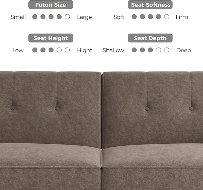 89” Futon Sofa Bed, Comfy Futon Couch Bed with 2 Square Pillows, Convertible Sleeper Sofa with Adjustable Backrest& Armrests, Modern Loveseat Sleeper for Living Room, Bedroom, Light Brown