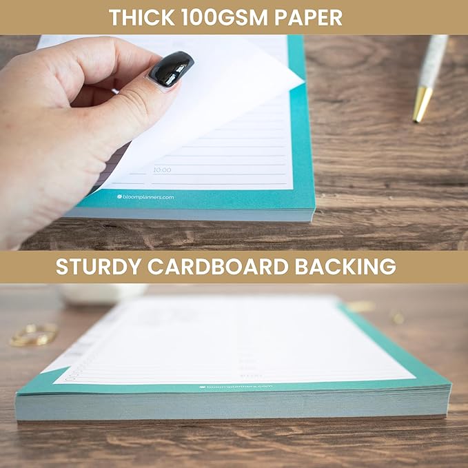 bloom daily planners Undated Daily Timed to-Do List Pad - Tear Off Planning Sheets - 6" x 9" - Color Blocking Marble