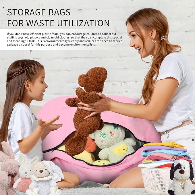 Bean Bag Chair for Adults 4FT,Soft Removable Cover for Teens/Girls Bedroom,Fluffy Giant Round Floor Beanbag Lounger Chairs (No Filler,Pink)