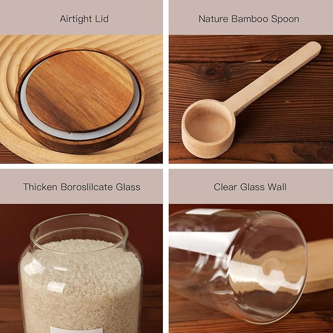 2 PCS Large Glass Jar with Airtight Lid, Glass Food Storage Jars for Tea,Spice,Cereal, Egg,Flour,Coffee and More(1 gallon/4000 ml)