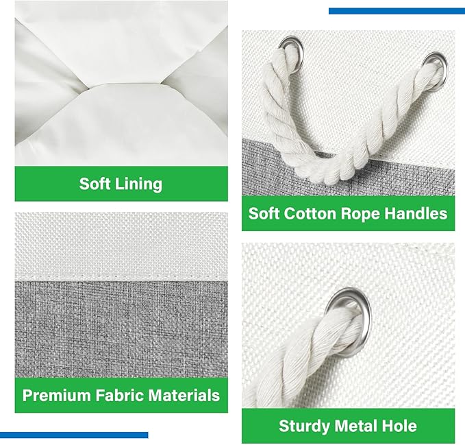 Bidtakay Large Storage Baskets for Organizing 3-Pack Fabric Closet Organizers Storage Bins with Handles 16x11.8x11.8 In Collapsible Baskets for Shelves Cloth Home Organization L-White&Grey