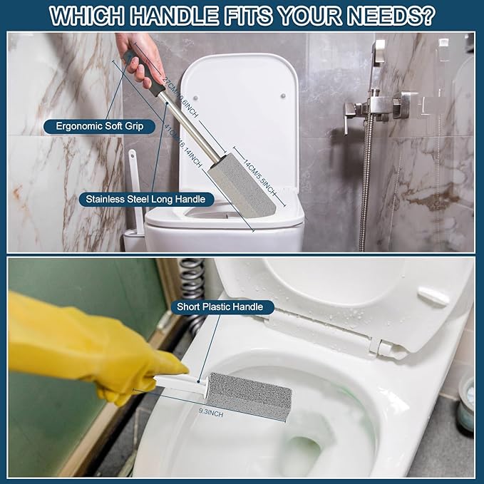 2 Pack Pumice Stone for Toilet Cleaning,16.14In Extra Long Handle Toilet Pumice Stone Toilet Bowl Cleaner Brush Toilet Scrubber for Toilets Bathtubs Grills Sinks