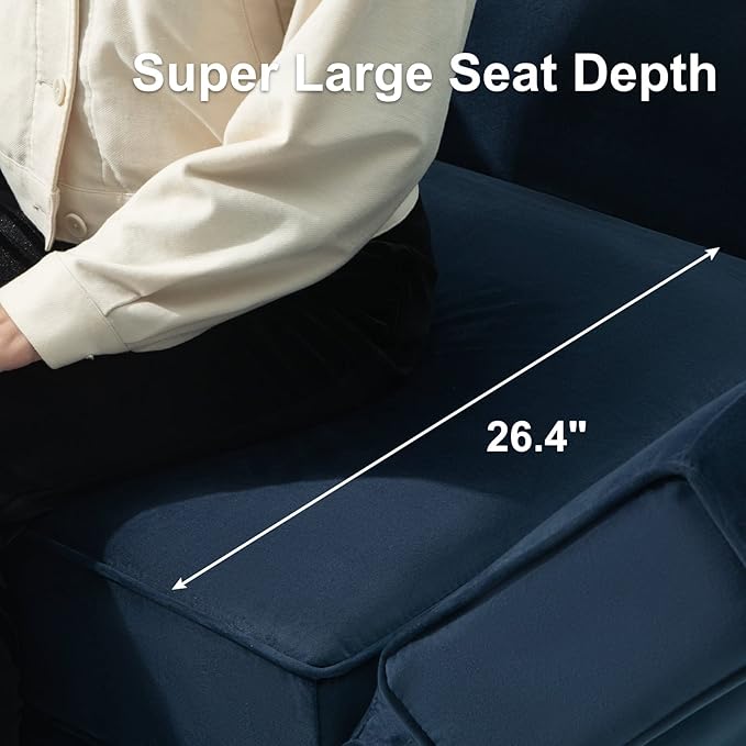 Belffin Modular Sofa Couch with Storage Seats Sectional Sofa Velvet Sofas for Living Room Blue