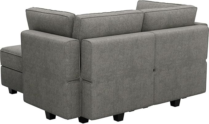 Bellfin Modular Sectional Sleeper Sofa Convertible Sofas with Storage Ottomans Small Sectional Couches for Living Room. Light Grey Couch
