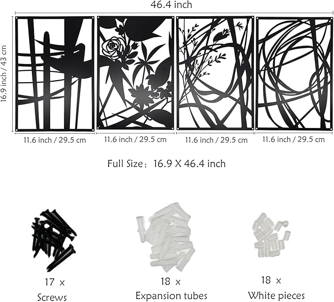 AIM & GGKK 4 Pack Black Abstract Wall Art Décor, Minimalist Décor Single Line Art Wall Decorations for Living Room Bedroom Bathroom Study (Size 17 x 11.8'')