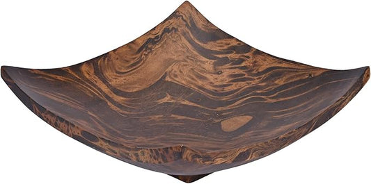 AeraVida Square-Shaped Mango Tree Wood with Dark Stain Serving Dish or Fruit Bowl | Wood Decor Bowl