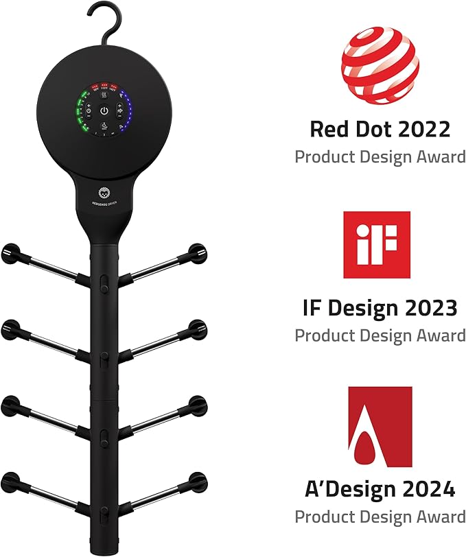 Hedgehog Hanger Shoe Dryer and Deodorizer for Sneakers, Gloves & Mittens – Rapid 4 Pair Shoes Dryer with Ionic i3 Turbo Technology, Turbocharged Drying, Silent & Tornado Mode, Adjustable Heat, Black