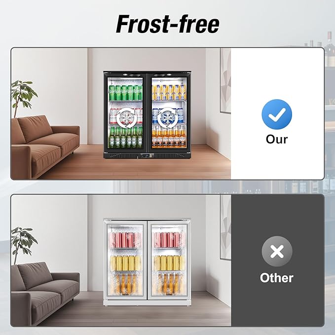 Beverage Refrigerator Under Counter, Back Bar Cooler with 2 Glass Door, Commercial Display Fridge 35.42 Inch Wide 7.4 Cu.Ft, Drink Fridge for Beer Soda Wine, Beverage Cooler for Kitchen Shop Bar