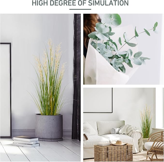Artificial Plant, 47in Tall, 2pk Grass, Faux House Plants in Pot, Indoor Decorative Flowers &Greenery for Home and Office, Ideal Housewarming Gift