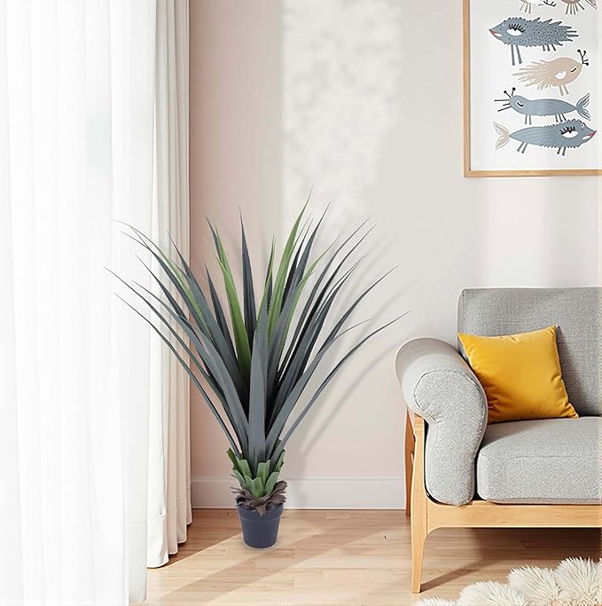 44inch Artificial Agave Plant Potted Plants Fake Agave Plant for Home Office Garden Indoor Outdoor Decoration (2PACK)