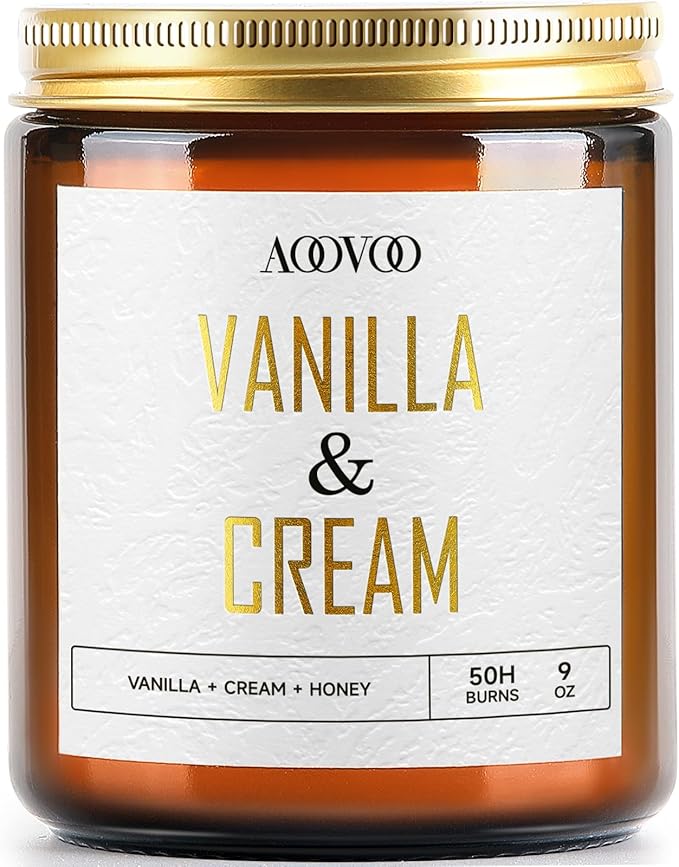 AOOVOO Vanilla Cream Candles - 9 oz Scented Candles, Aromatherapy Candle, Soy Candle for Home Scented