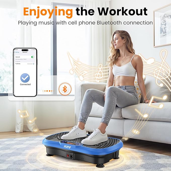 AXV Vibration Plate Fitness Platform Exercise Machine Vibrating Lymphatic Drainage Shaking Full Body Shaker Workout Vibrate Stand Shake Board Sport Gym for Weight Loss Fat Burner for Women Men