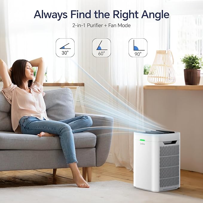 Air Purifiers for Home Large Room Up to 2600 Ft², Double-Sided HEPA Air Purifier with Washable Pre-filter, Fan Mode, Smart WiFi, PM 2.5 Air Quality Monitor, for Pets Hair, Dust, Pollen, Smoke