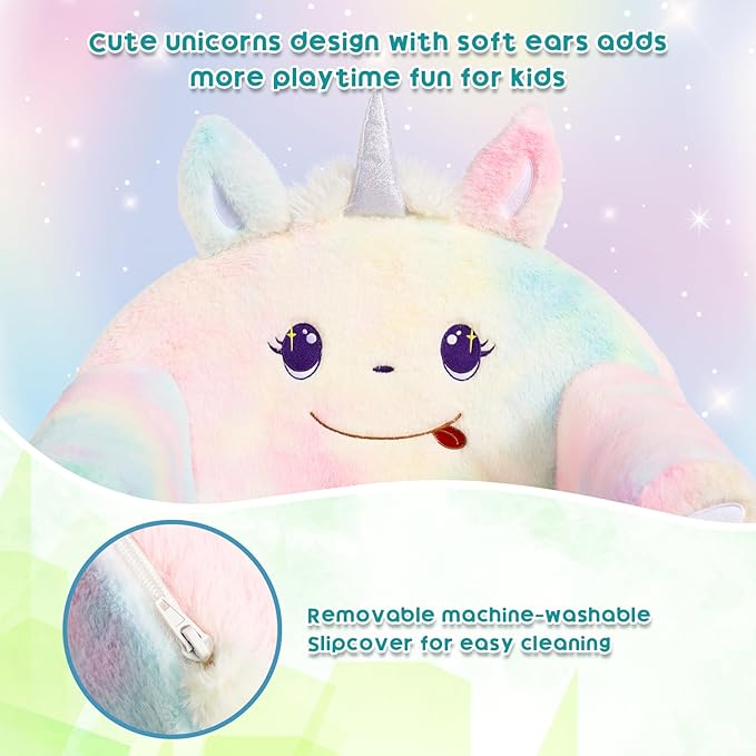 ALIMORDEN Animal Series Kid's Chair, Ultra-Soft Comfy Foam Filled Toddler Sofa Chair, Cute Animal-Shaped Design Toddler Couch, Lightweight Birthday for Baby Boys & Girls (Unicorn)