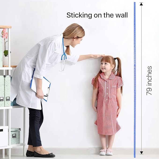 Height Measurement for Wall, Children Height Chart Ruler, Portable 3D Removable Growth Chart, Wall Height Measurement for Kids and Nursery Medical Office 79 inch (Blue)
