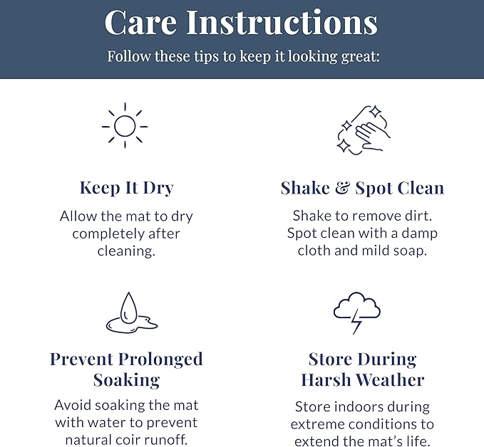 Barnyard Designs Natural Coco Coir Heavy Duty Backing Doormat - Large Cute Non-Slip Front Door Welcome Mat for Outside Entrance or Porch Entry, Brown (17x30, Shaka)