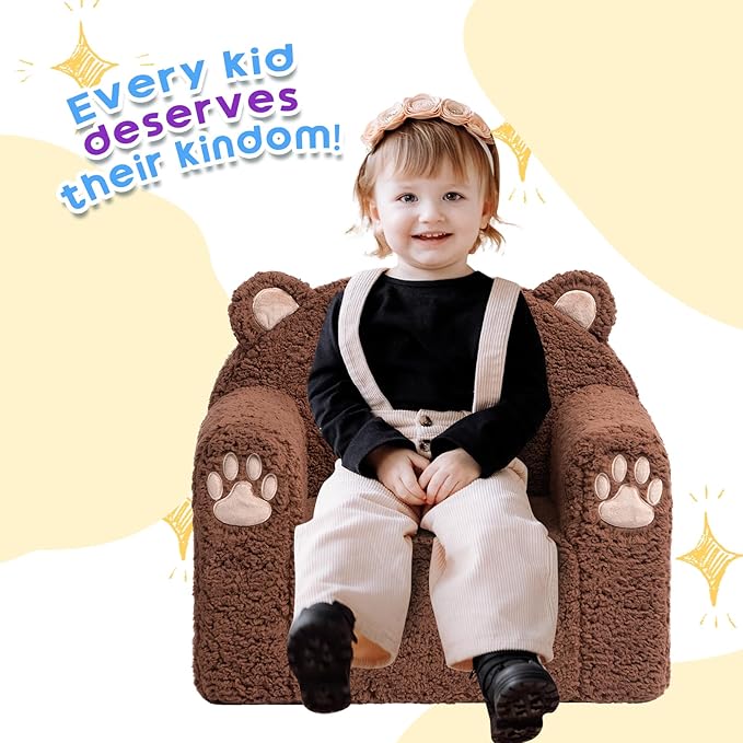 ALIMORDEN Animal Series Kid's Chair, Ultra-Soft Comfy Foam Filled Toddler Sofa Chair, Cute Animal-Shaped Design Toddler Couch, Lightweight Birthday for Boys & Girls (Brown Bear)