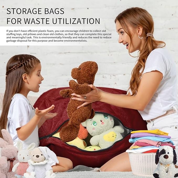 Bean Bag Chair for Adults 8FT,Soft Removable Cover for Teens/Girls Bedroom,Fluffy Giant Round Floor Beanbag Lounger Chairs (No Filler,Claret)