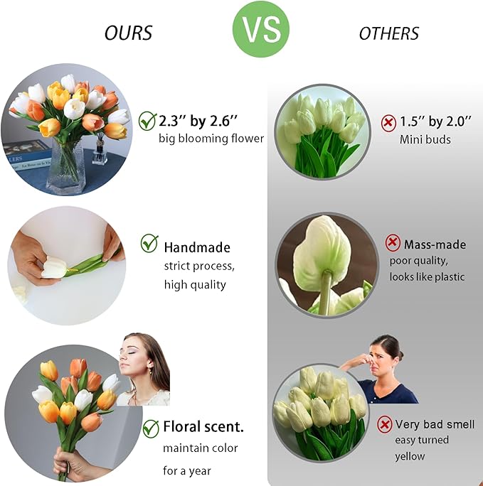 Buart Autumng-Colors Tulip Flowers Artificial Luxury Big Tulip Valentine's Day Mother's Day Easter Home Kitchen Wedding Decorations(11pcs)