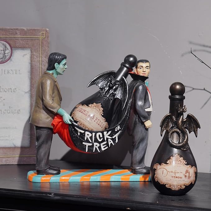 Braxio Gothic Home Decor Potion Bottles - Resin Black Gargoyles Halloween Potion Bottles Room Decor Aesthetic Gift for Women Halloween Prop Accessory Display Bottles 4.25 * 4.25 * 9.5 Inch