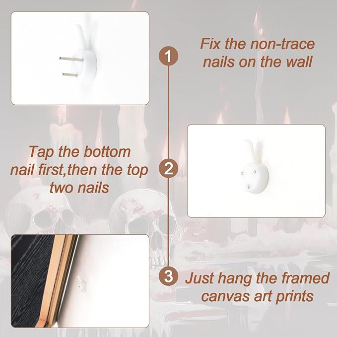 Aurlan Gothic Bloody Skull and Candles Framed Wall Art(16"x24"), 3PCS Horror Dark Academia Halloween Skeleton Canvas Artwork, Modern Goth Spooky Creepy Ghost Decor for Home Office Bedroom