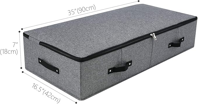 2PCS Foldable Blankets Clothes Comforters Storage Bin Organizer with Plastic Support Liner for Blankets, Towels, Comforter, Sweaters, Linen Sheets, Wrapping Paper, Black Grey
