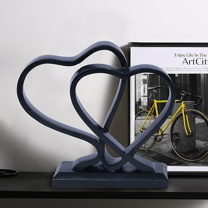 Heart Sculpture for Living Room Decor Heart Decoration Gift for Her and Him Love Wedding Anniversary Couples Gift Modern Heart Statue for Home Coffee Table Dining Table Centerpiece Birthday Gift