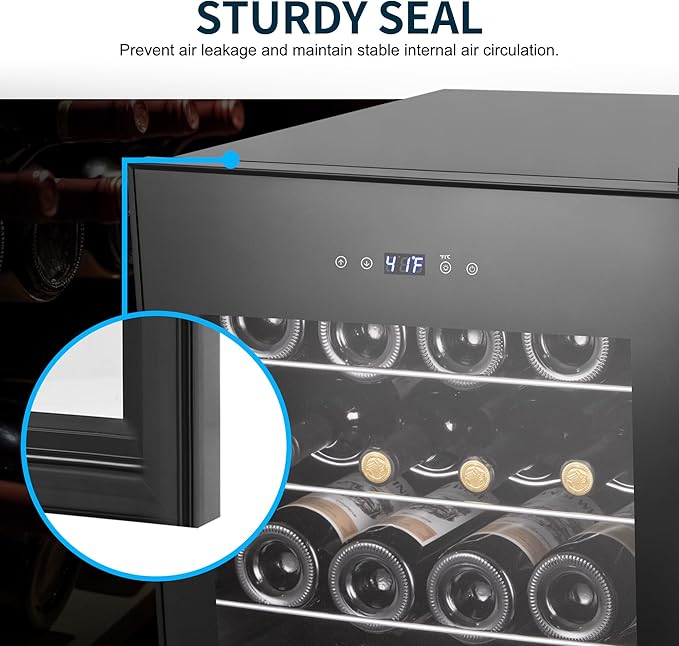 24 Bottles Wine Cooler Refrigerator, Small Wine Fridge Mini Wine Fridge Countertop with Glass Door Wine Cellars for Red Wine, Champagne, Dry White Wine, Sparkling Wines