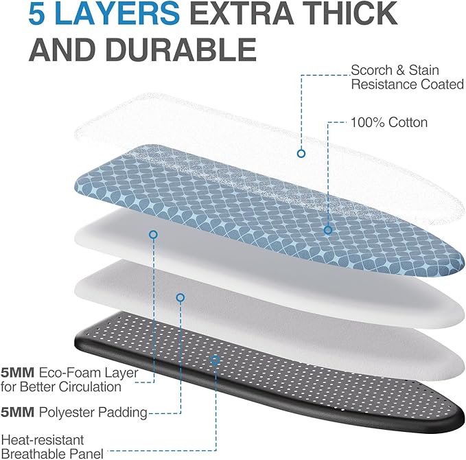 APEXCHASER Ironing Board with Iron Rest, Compact and Space Saver Iron Board, Extra Thick Cover, Height Adjustable, Wall Mount & Closet Hanger 13x43 Yellow