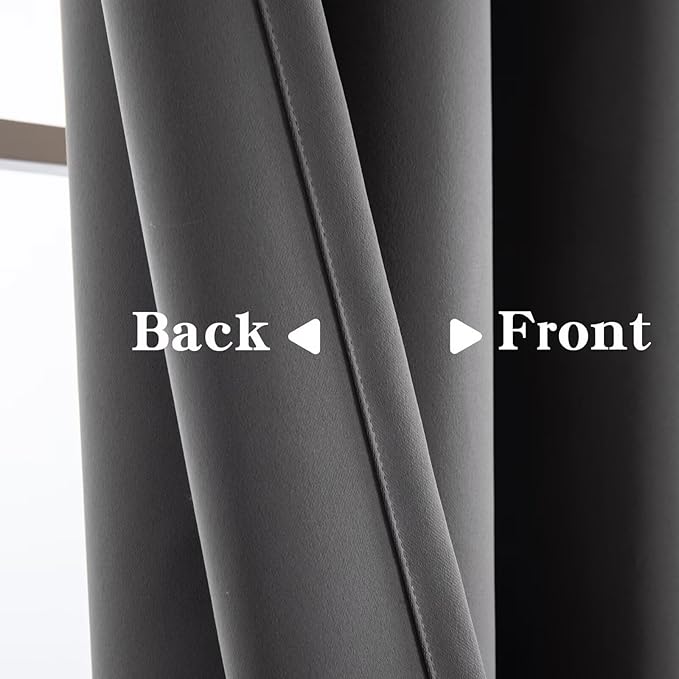 Blackout Curtains 90 Inch Length for Bedroom, Thermal Insulated Blackout Curtains 2 Panels Set, Solid Grommet Privacy Room Darkening Drapes for Living Room Windows(W52 x L90, Light Grey)