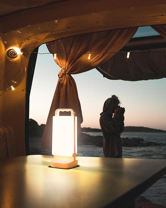 Camping Lantern, solar Lanterns, 6000mAh Rechargeable Light 2-in-1 Dimmable Outdoor Waterproof Gear with USB Charging – lanterns for power outages Hurricane, Hiking, Fish, Emergency, and Home