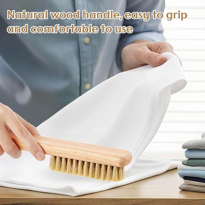 3 Pcs Wood Laundry Stain Brush Stain Remover Brushes with Boar Bristle Small Stain Brush for Clothes for Scrubbing Stains from Furniture Fabric Leather(3 Pcs D)