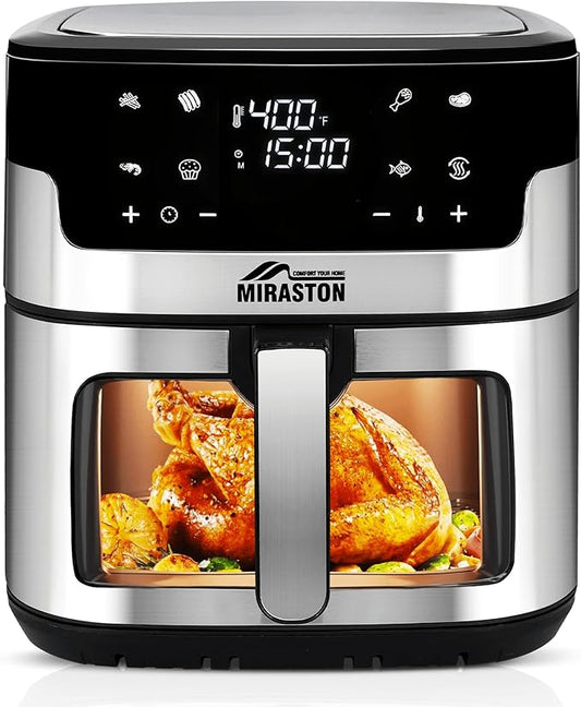 8.5QT Air Fryer, Family Size Digital Air Fryers, Nonstick Square Basket, Smart Touchscreen with 8-Preset, Air Frying, Reheat Leftovers, Party Food, Fast Cooking, Dishwasher-Safe, for Kitchen