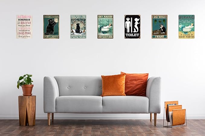 Black Cat Decor Funny Bathroom Wall Decor Vintage Sign 8x12 in -I Do What I Want- Cat Club Metal Tin Signs Bathroom Metal Tin Signs Retro Home Restroom Toilet Signs Wall Decor