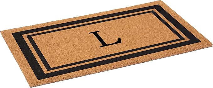 Calloway Mills 152962448 Black Border 24" x 48" Monogram Doormat (Letter L)