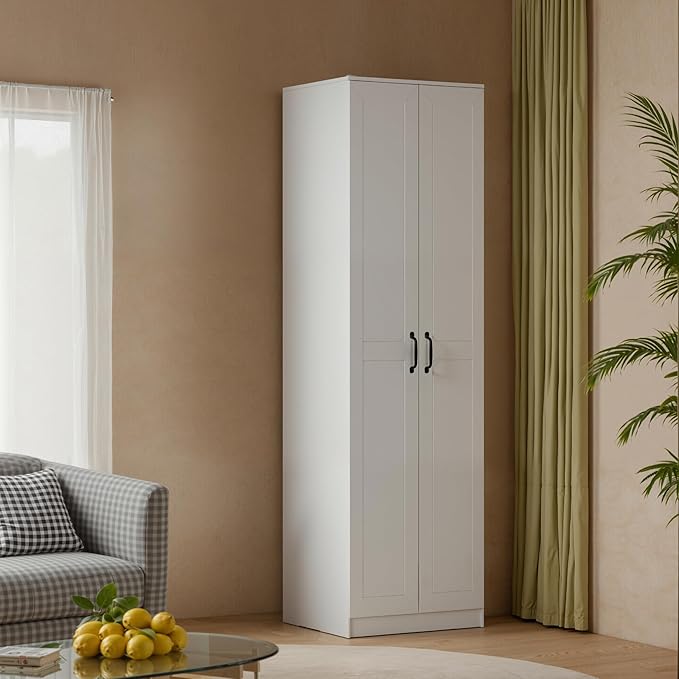 71" Tall Pantry Cabinet/Storage Cabinet, Wood Cupboard with 2 Door and 3 Adjustable Shelves for Kitchen, Dining Room, Living Room, Bathroom (Style 2)