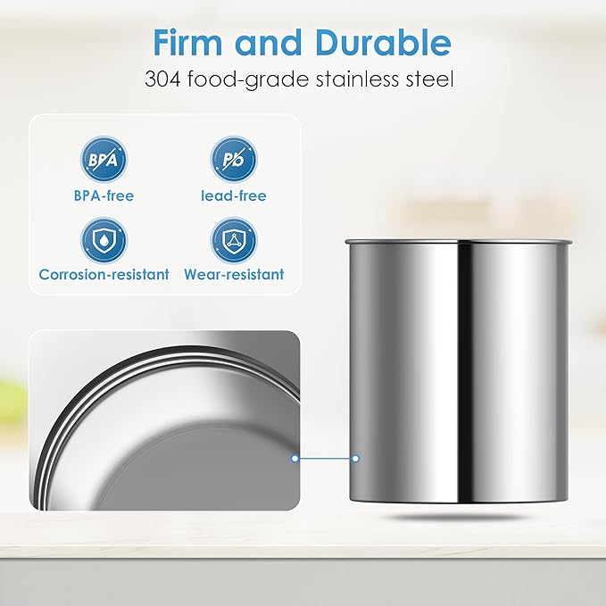 AQUA CREST Gravity Water Filter System, 304 Stainless Steel Countertop System with 4 Filters and Anti-Slip Stand, Reduce Fluoride and Chlorine, 2.25G, for Home, Camping, RVing, Off-Grid, Emergencies